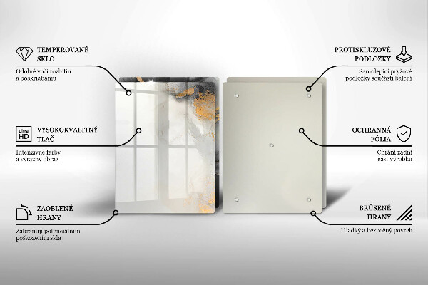 Krájecí prkénko skleněné Abstrakce se zlatem