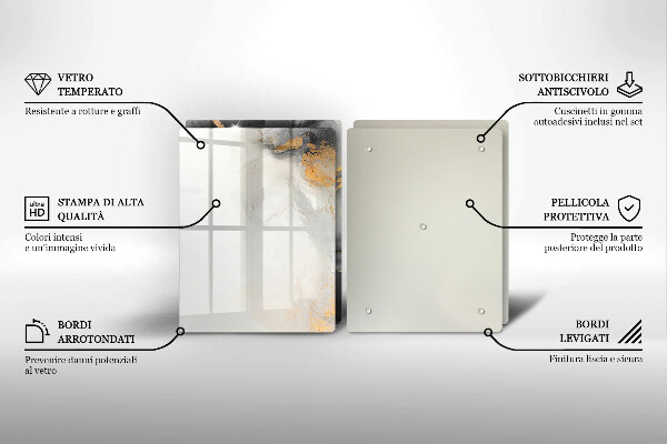 Krájecí prkénko skleněné Abstrakce se zlatem