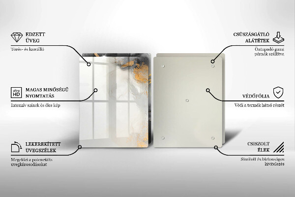 Krájecí prkénko skleněné Abstrakce se zlatem