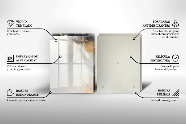 Krájecí prkénko skleněné Abstrakce se zlatem
