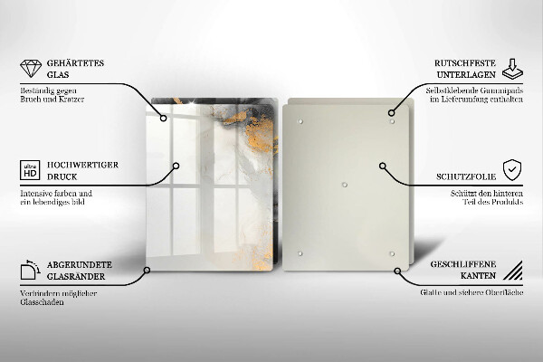 Krájecí prkénko skleněné Abstrakce se zlatem