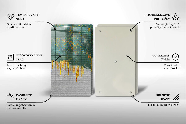 Krájecí prkénko skleněné Abstrakce se zlatem