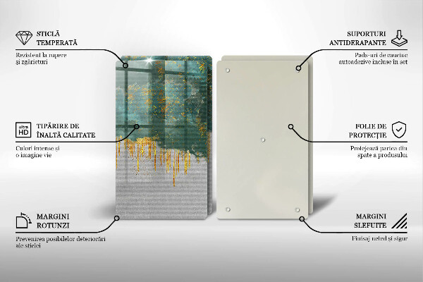 Krájecí prkénko skleněné Abstrakce se zlatem