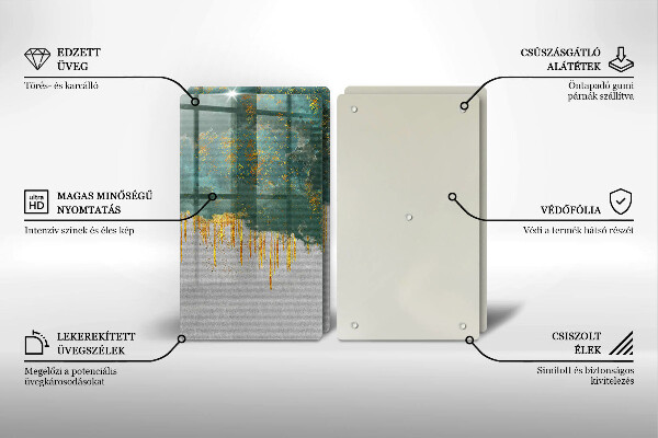 Krájecí prkénko skleněné Abstrakce se zlatem