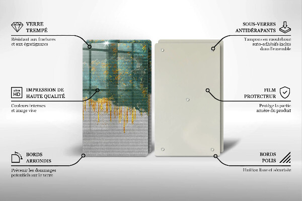 Krájecí prkénko skleněné Abstrakce se zlatem