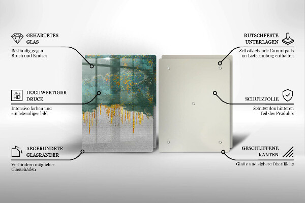 Krájecí prkénko skleněné Abstrakce se zlatem