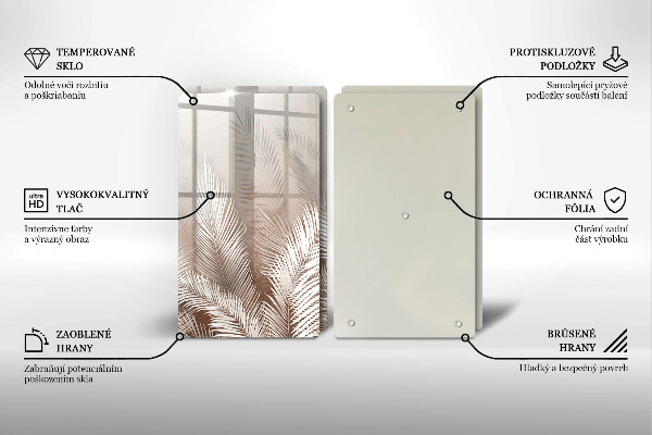 Skleněná krájecí deska Boho vegetační listy