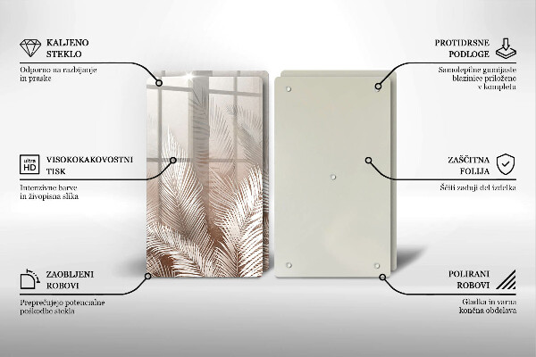 Skleněná krájecí deska Boho vegetační listy