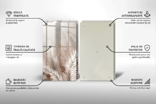 Skleněná krájecí deska Boho vegetační listy