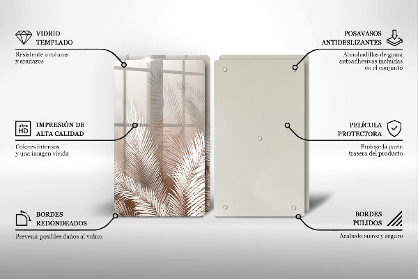 Skleněná krájecí deska Boho vegetační listy