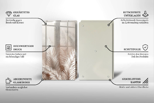 Skleněná krájecí deska Boho vegetační listy