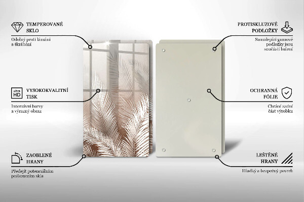 Skleněná krájecí deska Boho vegetační listy