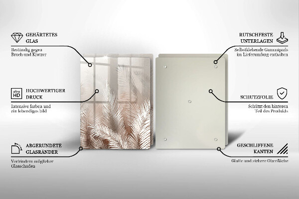 Skleněná krájecí deska Boho vegetační listy