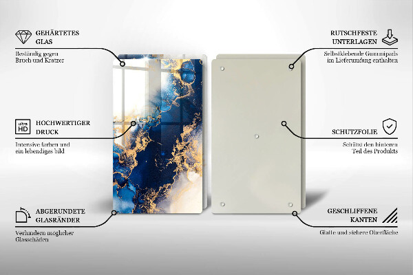 Skleněná krájecí deska Abstrakce s modrou