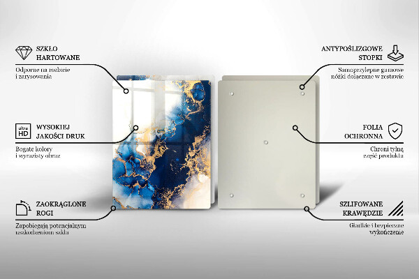 Skleněná krájecí deska Abstrakce s modrou