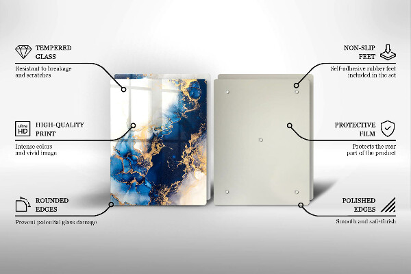 Skleněná krájecí deska Abstrakce s modrou