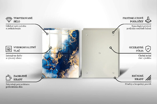 Skleněná krájecí deska Abstrakce s modrou