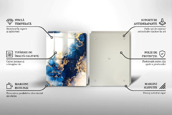 Skleněná krájecí deska Abstrakce s modrou