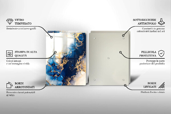 Skleněná krájecí deska Abstrakce s modrou