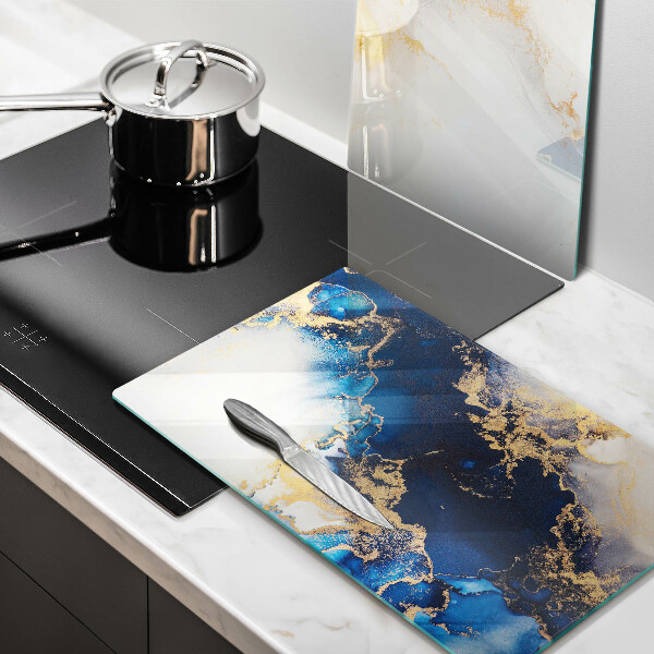 Skleněná krájecí deska Abstrakce s modrou