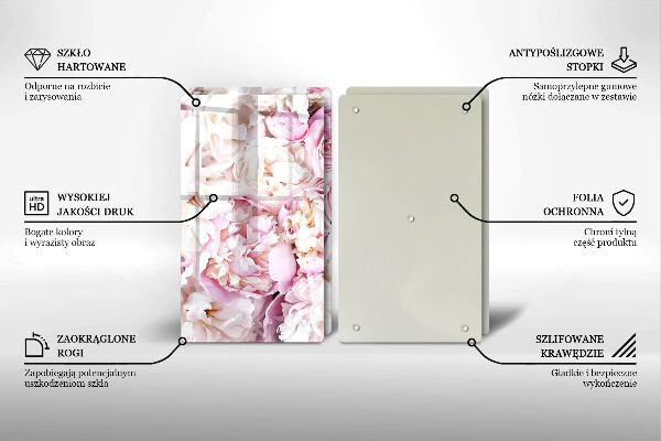 Skleněná krájecí deska Pivoňková kytice