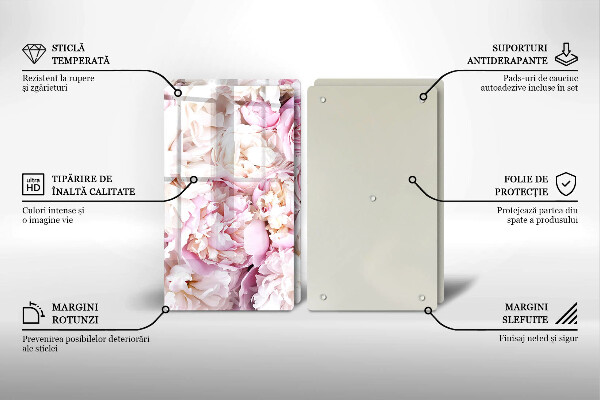 Skleněná krájecí deska Pivoňková kytice