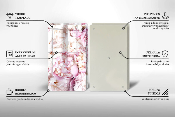 Skleněná krájecí deska Pivoňková kytice