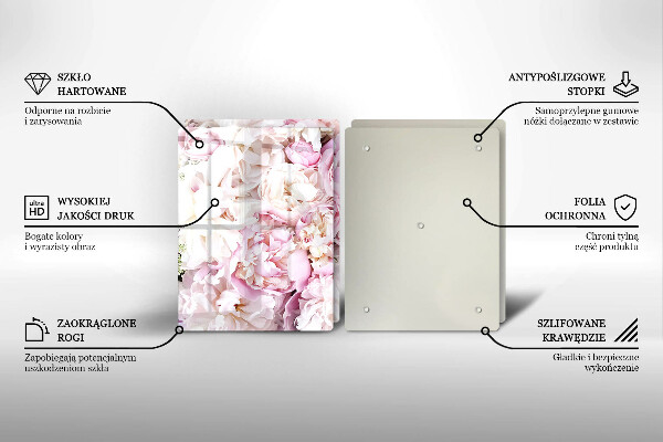 Skleněná krájecí deska Pivoňková kytice