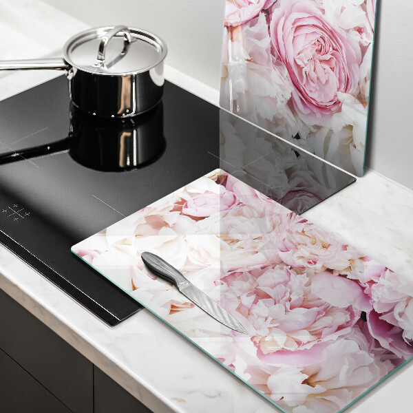 Skleněná krájecí deska Pivoňková kytice