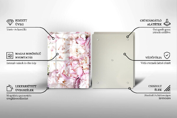 Skleněná krájecí deska Pivoňková kytice