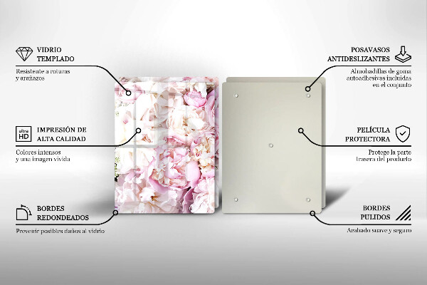 Skleněná krájecí deska Pivoňková kytice