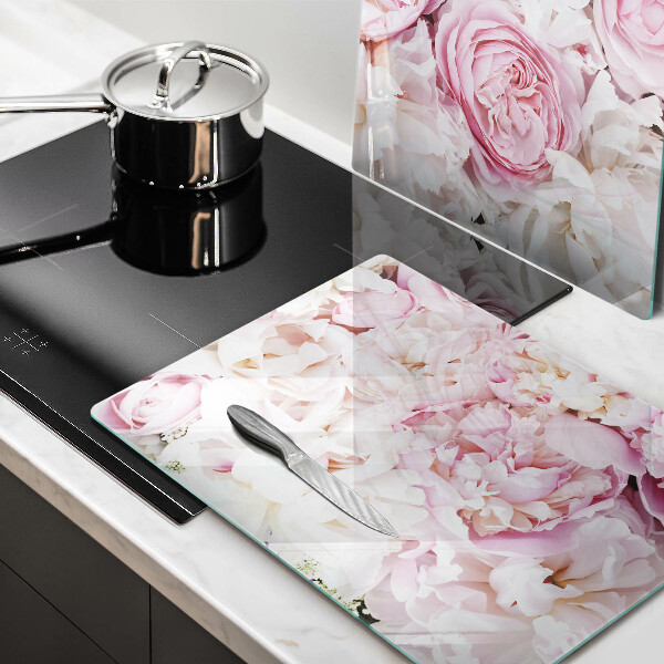 Skleněná krájecí deska Pivoňková kytice