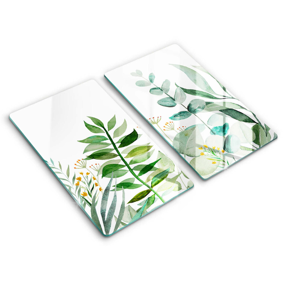 Skleněná krájecí deska Ilustrace rostlin listy