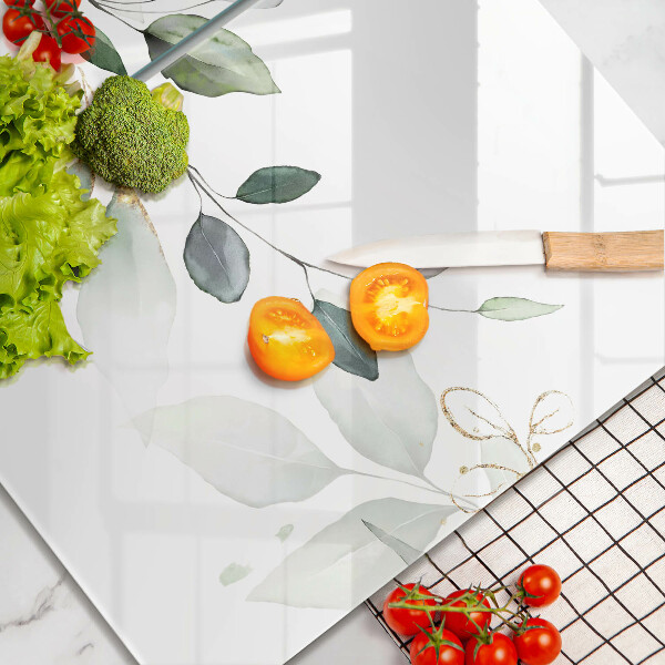 Skleněná krájecí deska Akvarel listy