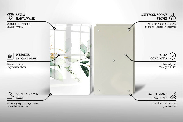 Skleněná krájecí deska Akvarel listy