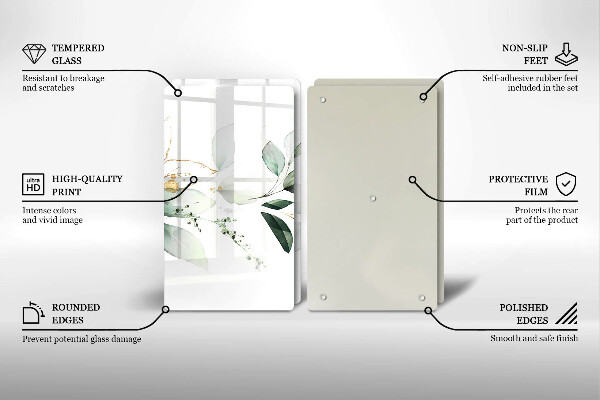 Skleněná krájecí deska Akvarel listy