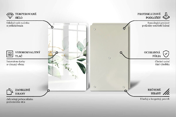 Skleněná krájecí deska Akvarel listy