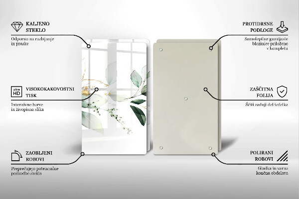 Skleněná krájecí deska Akvarel listy