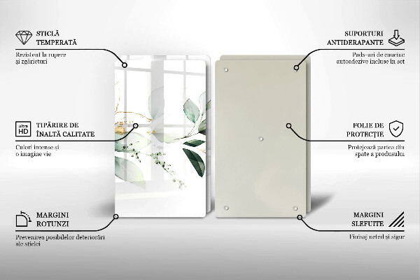 Skleněná krájecí deska Akvarel listy