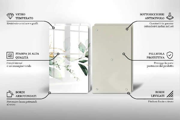 Skleněná krájecí deska Akvarel listy