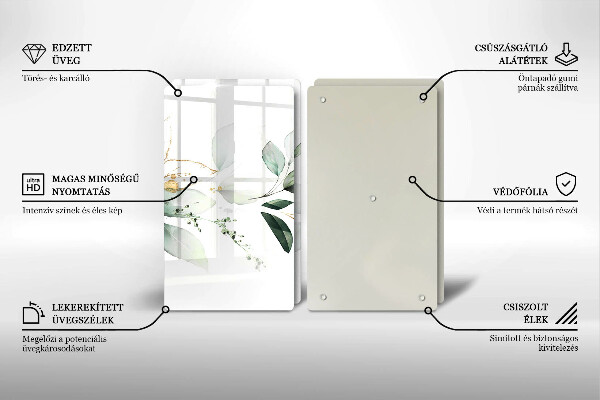 Skleněná krájecí deska Akvarel listy