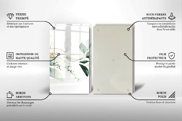 Skleněná krájecí deska Akvarel listy