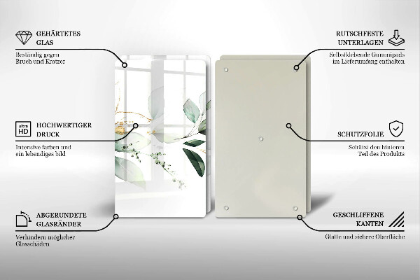 Skleněná krájecí deska Akvarel listy