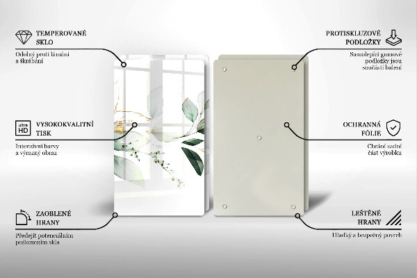 Skleněná krájecí deska Akvarel listy