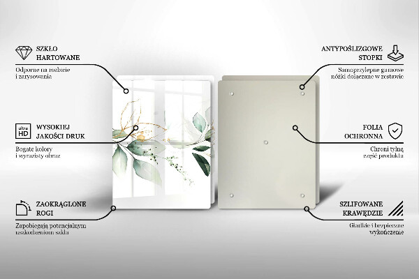 Skleněná krájecí deska Akvarel listy