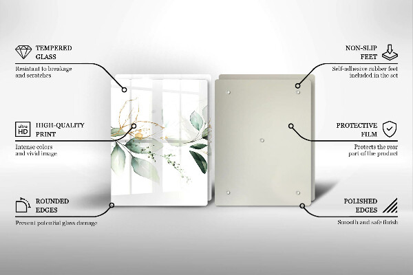 Skleněná krájecí deska Akvarel listy