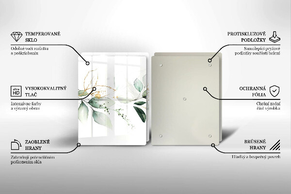 Skleněná krájecí deska Akvarel listy