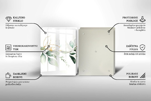 Skleněná krájecí deska Akvarel listy