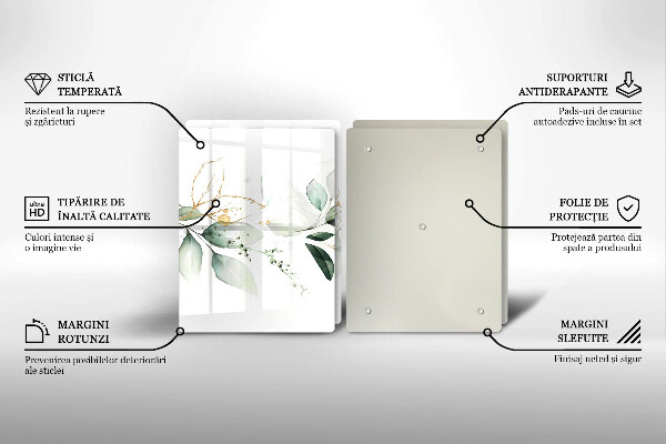 Skleněná krájecí deska Akvarel listy