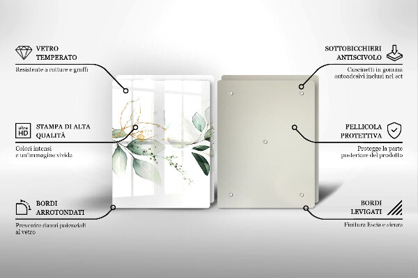 Skleněná krájecí deska Akvarel listy